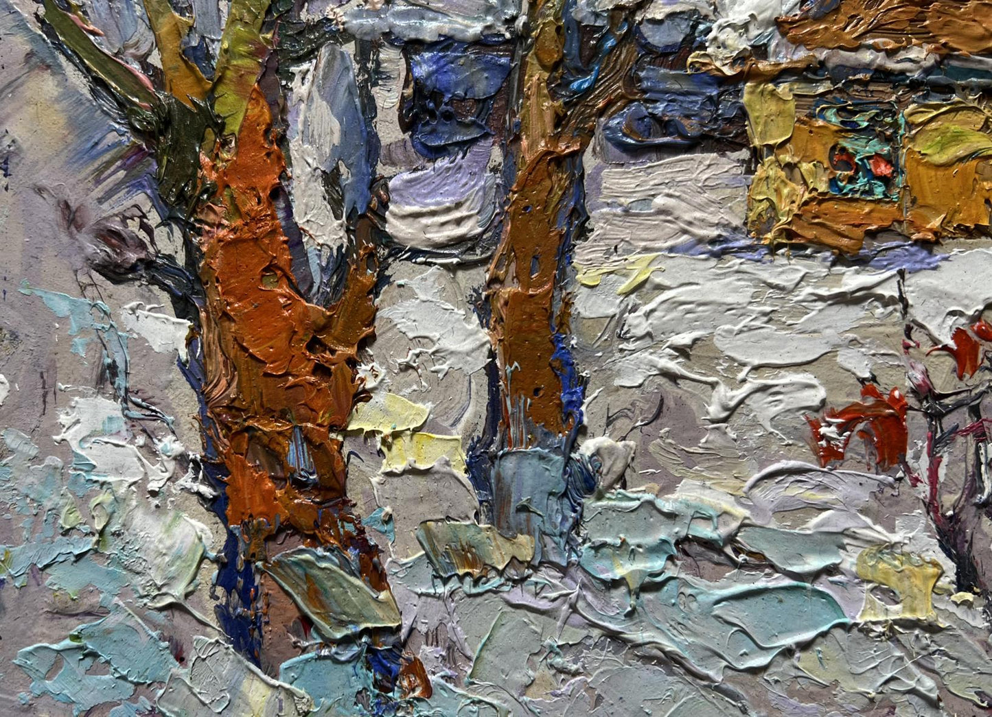Oil painting The yard was covered with snow by Oksana Ivanyuk snowy trees