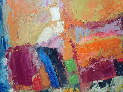 Vibrant oil painting Orange-blue composition by Tatyana Shulyak