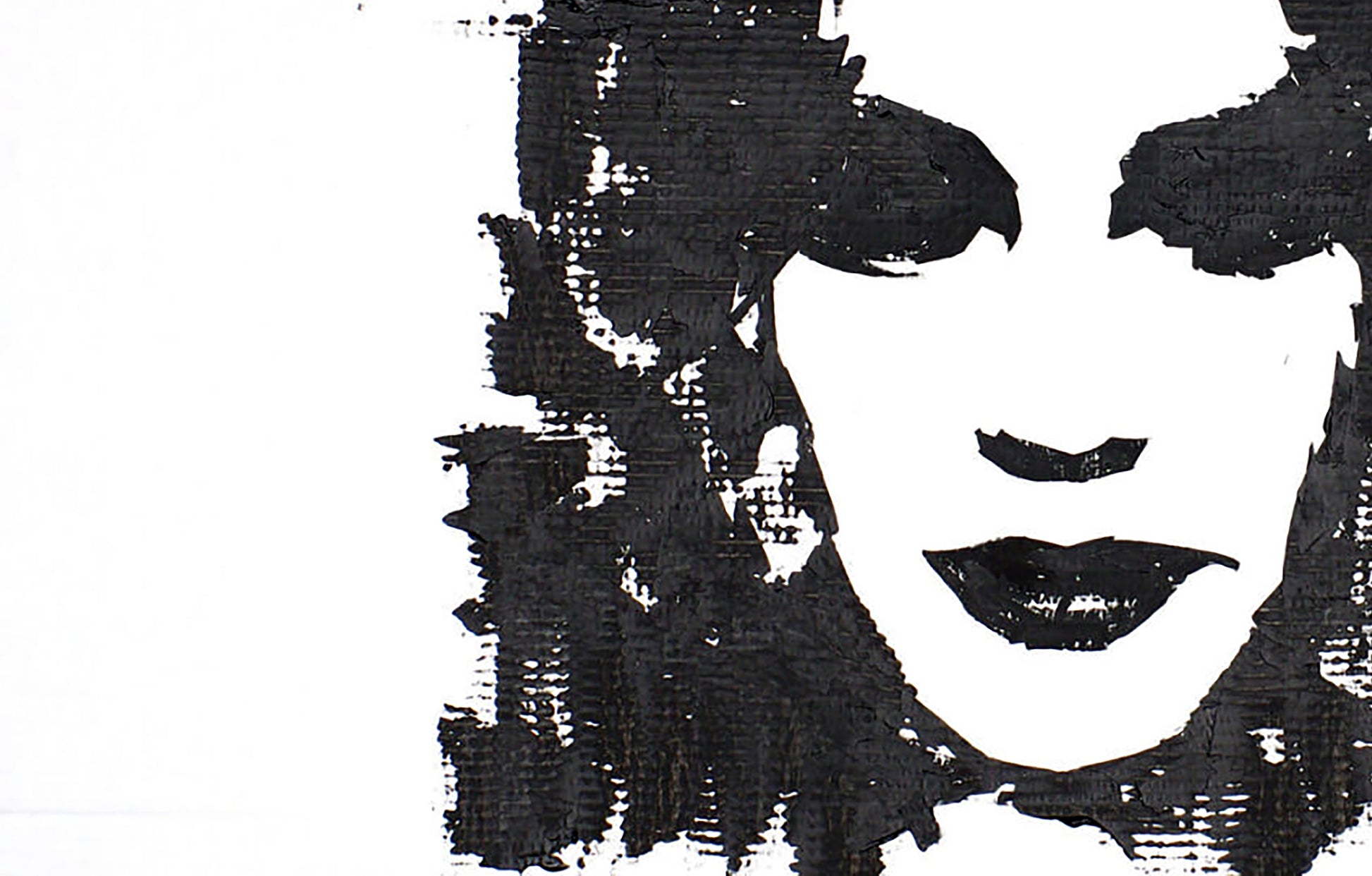 Black ink-stained portrait of woman by Dima Filatov, acrylic painting