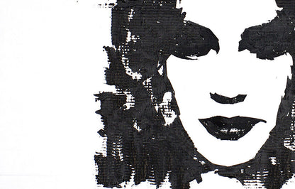 Black ink-stained portrait of woman by Dima Filatov, acrylic painting