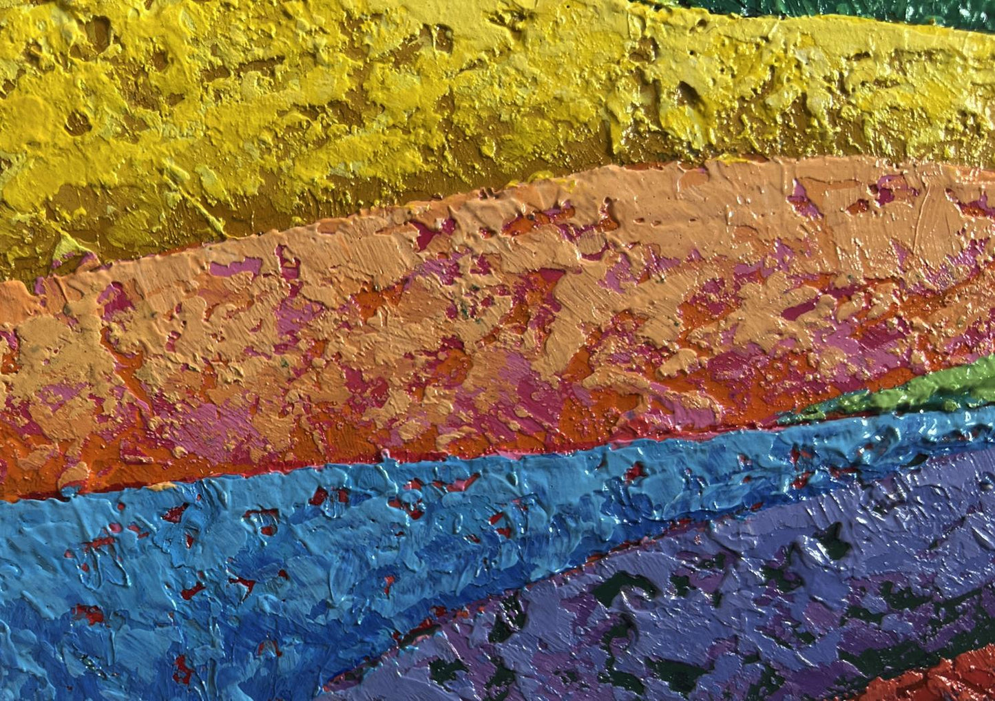 Oil painting of vibrant sunset rays over mountain valley by V. Zadorozhnya
