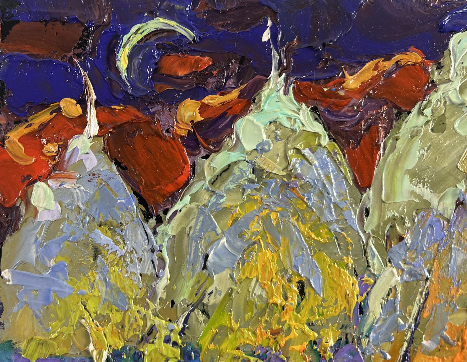 Vibrant impasto oil painting Mysterious night under the moon by Oleksiy Ivanyuk