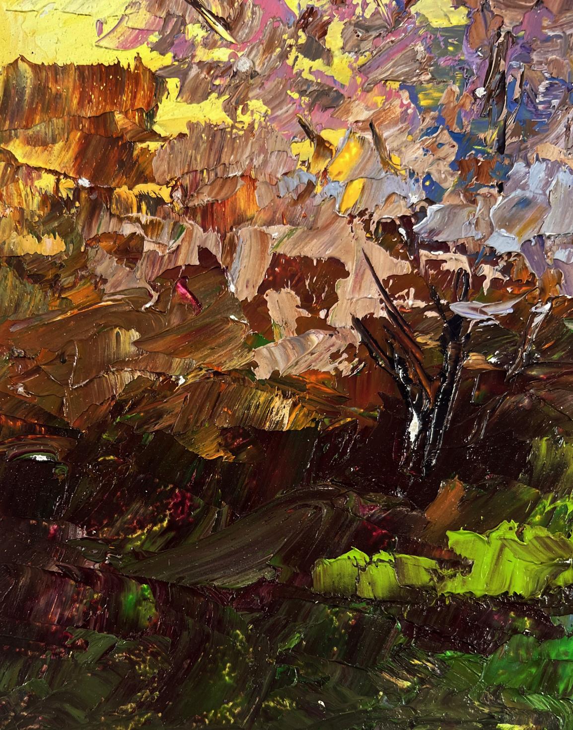 Impressionistic oil painting Evening envelops the city by Boris Serdyuk