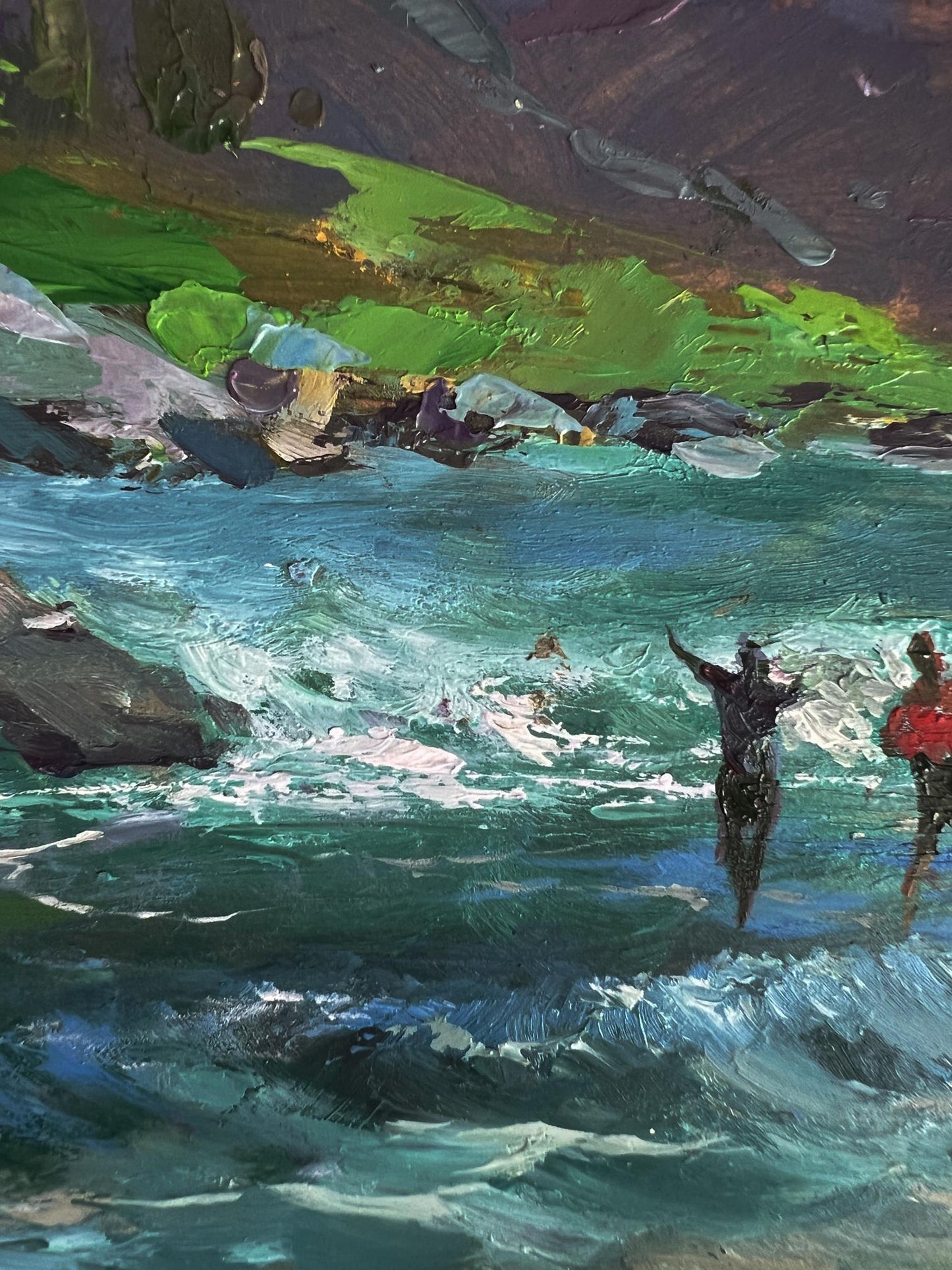 Vibrant impressionist oil painting River in the mountains by Yuriy Suprunchuk