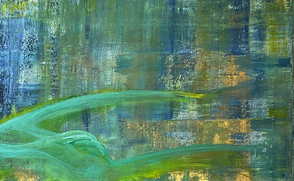 Abstract teal green blue acrylic painting Summer dream by Olga Melezhik
