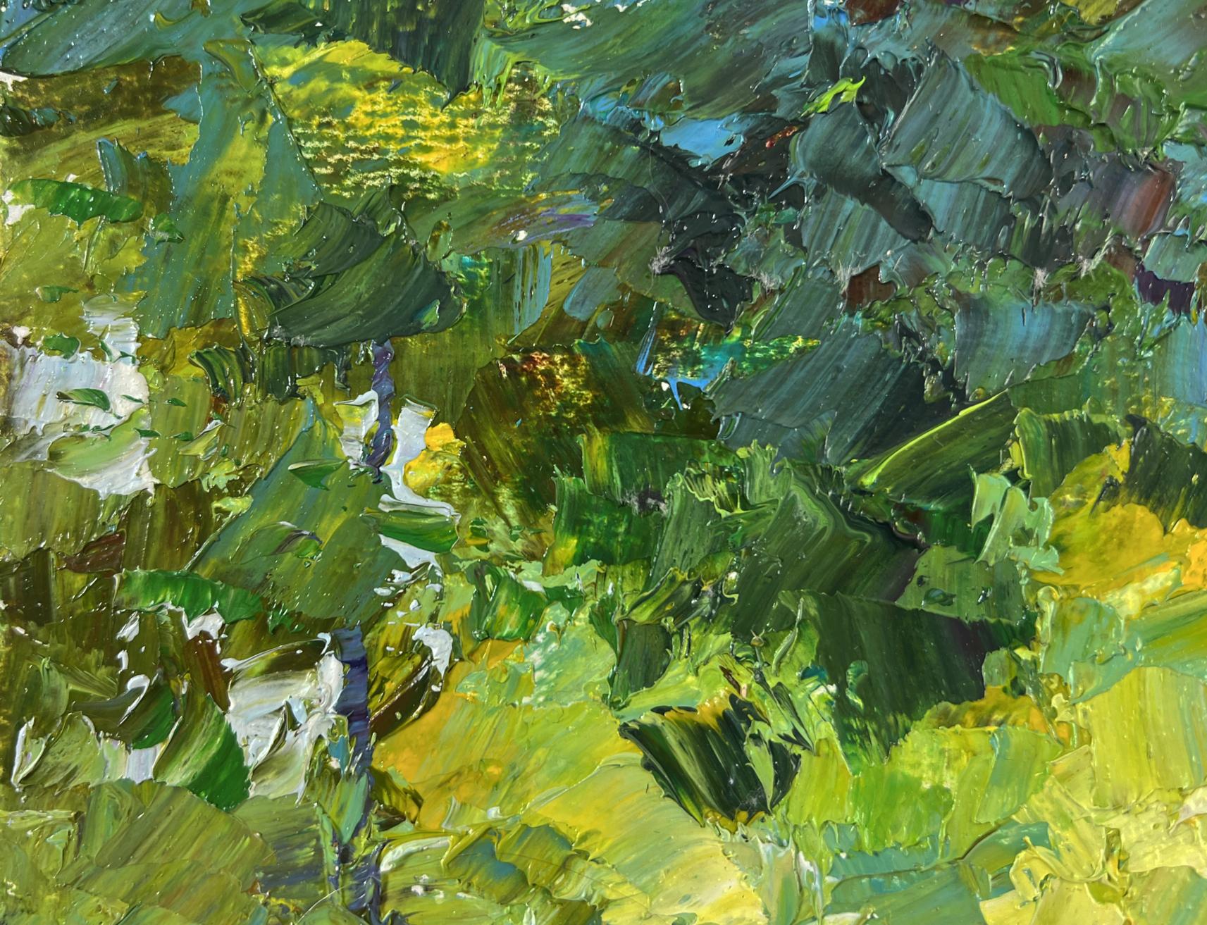 Oil painting The youth of nature by Boris Serdyuk, vibrant green foliage