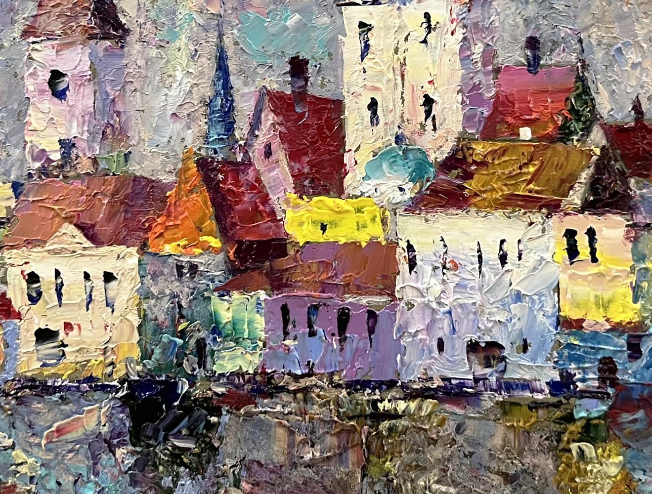 Vibrant impressionist oil painting Reflection of the city’s dynamics by Serhiy Rybak