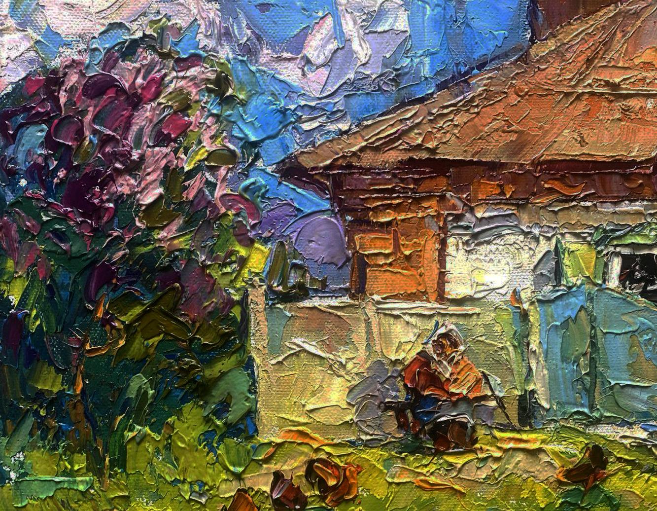Vibrant oil painting Spring Awakening by Alex Kaleniuk, rustic textured scene