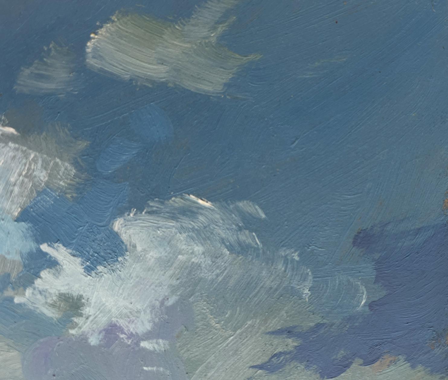Oil painting Summer flood of the river by Yuriy Suprunchuk with clouds