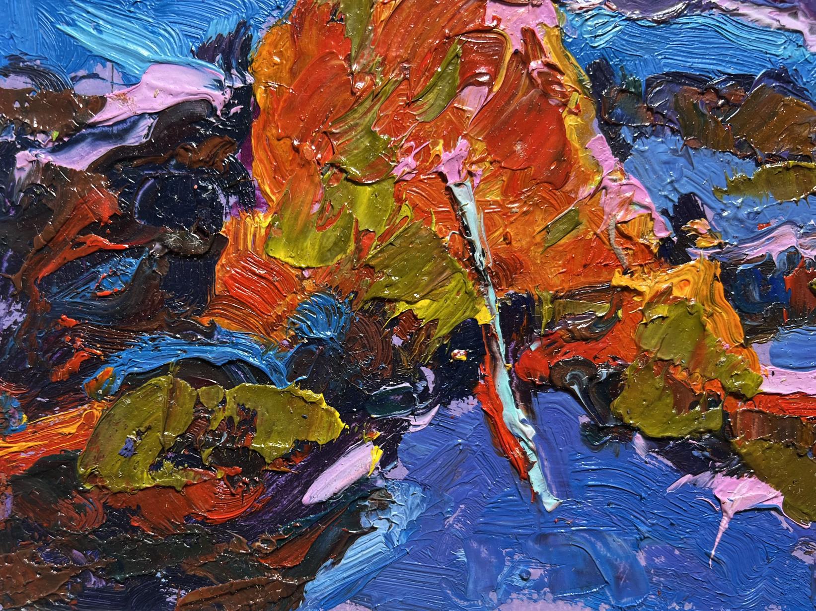 Vibrant moonlit night field oil painting by Oleksiy Ivanyuk