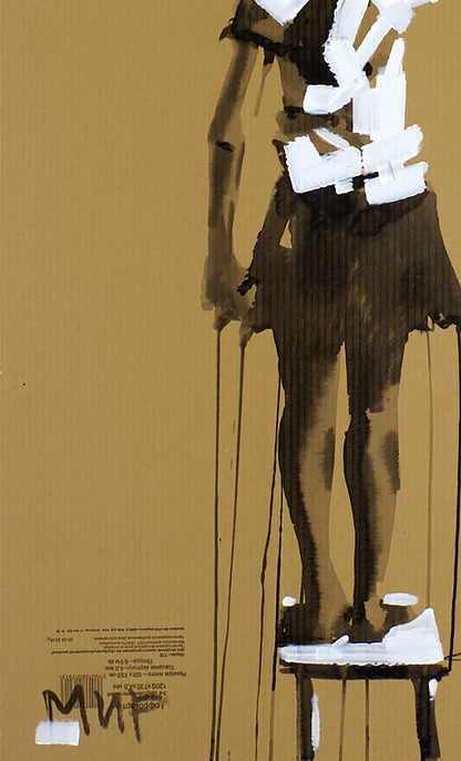 Abstract acrylic painting I blame the world by Dima Filatov, stylized figure