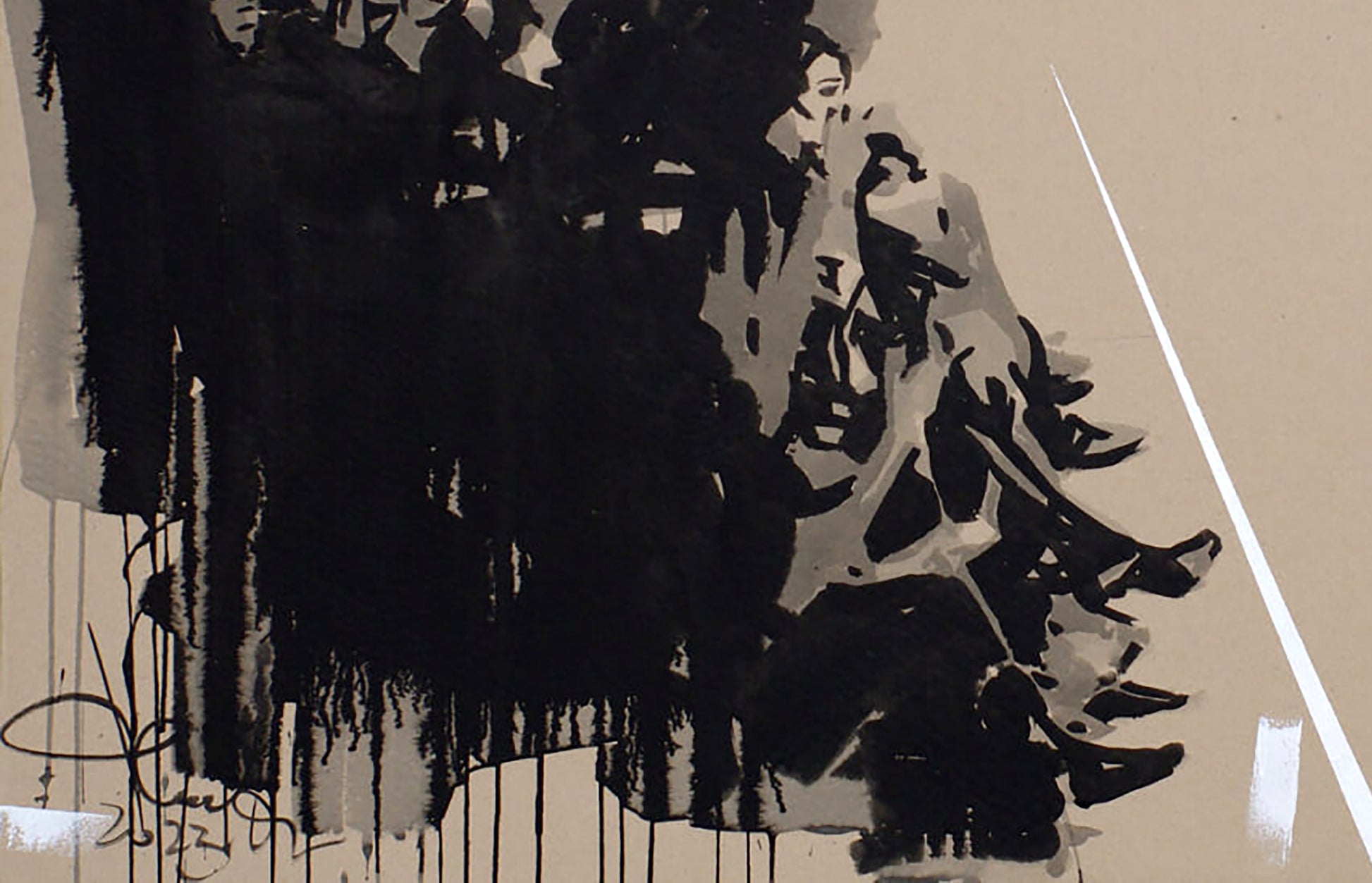 Abstract ink painting by Dima Filatov on Acrylic Podium
