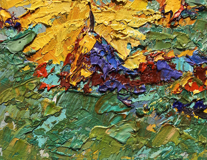 Vibrant textured oil painting The last ray of sunshine by Oleksiy Ivanyuk