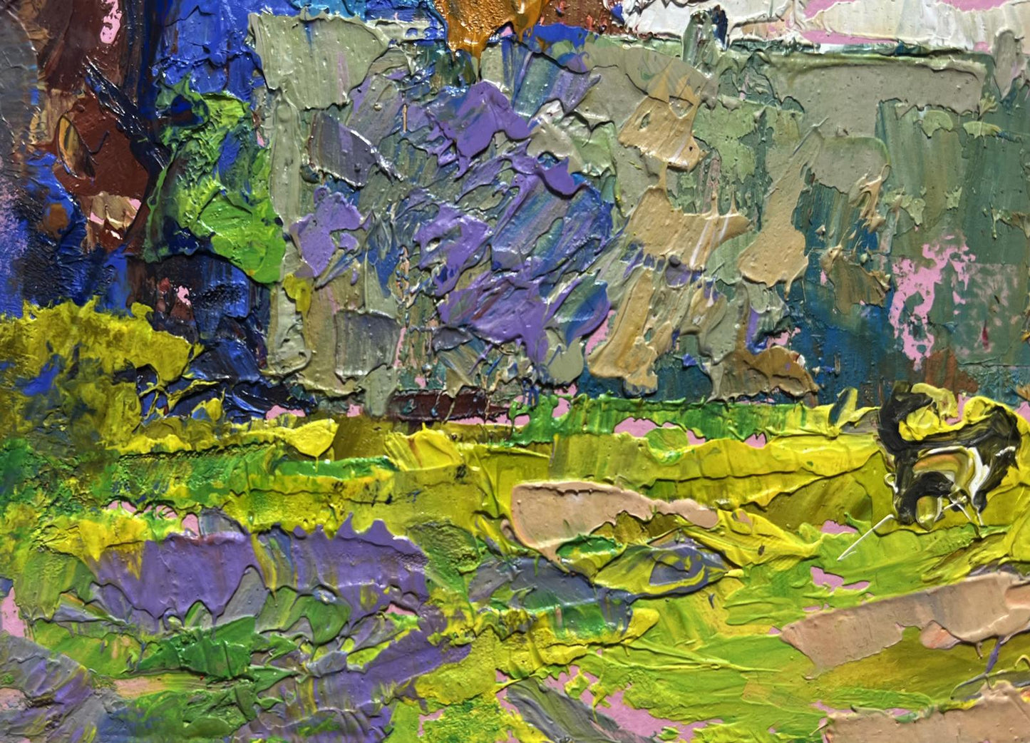 Vibrant impressionist oil painting Quiet village conversation by Oleksiy Ivanyuk