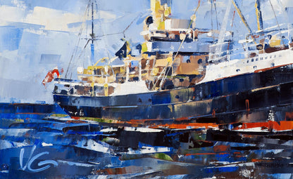 Oil painting of Steamship John Oxley by Volodymyr Gluhomanyuk