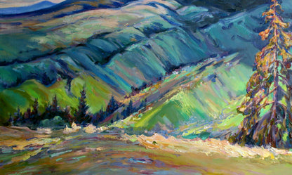 Vibrant Black Mountain oil painting by Leonid Pavlenko, impressionist landscape