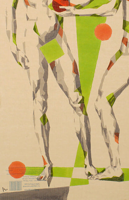 Acrylic painting Adams by Dima Filatov: abstract stylized figures in white, gray, green