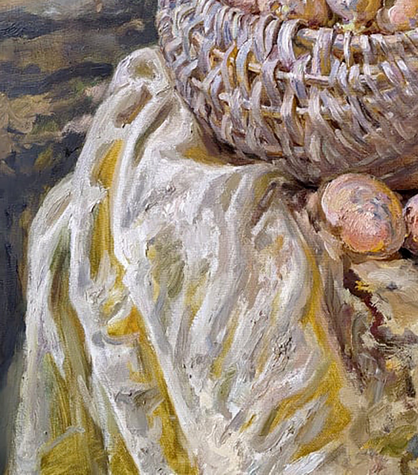 Oil painting Earthly by Leonid Pavlenko: wicker basket with earthy fruits