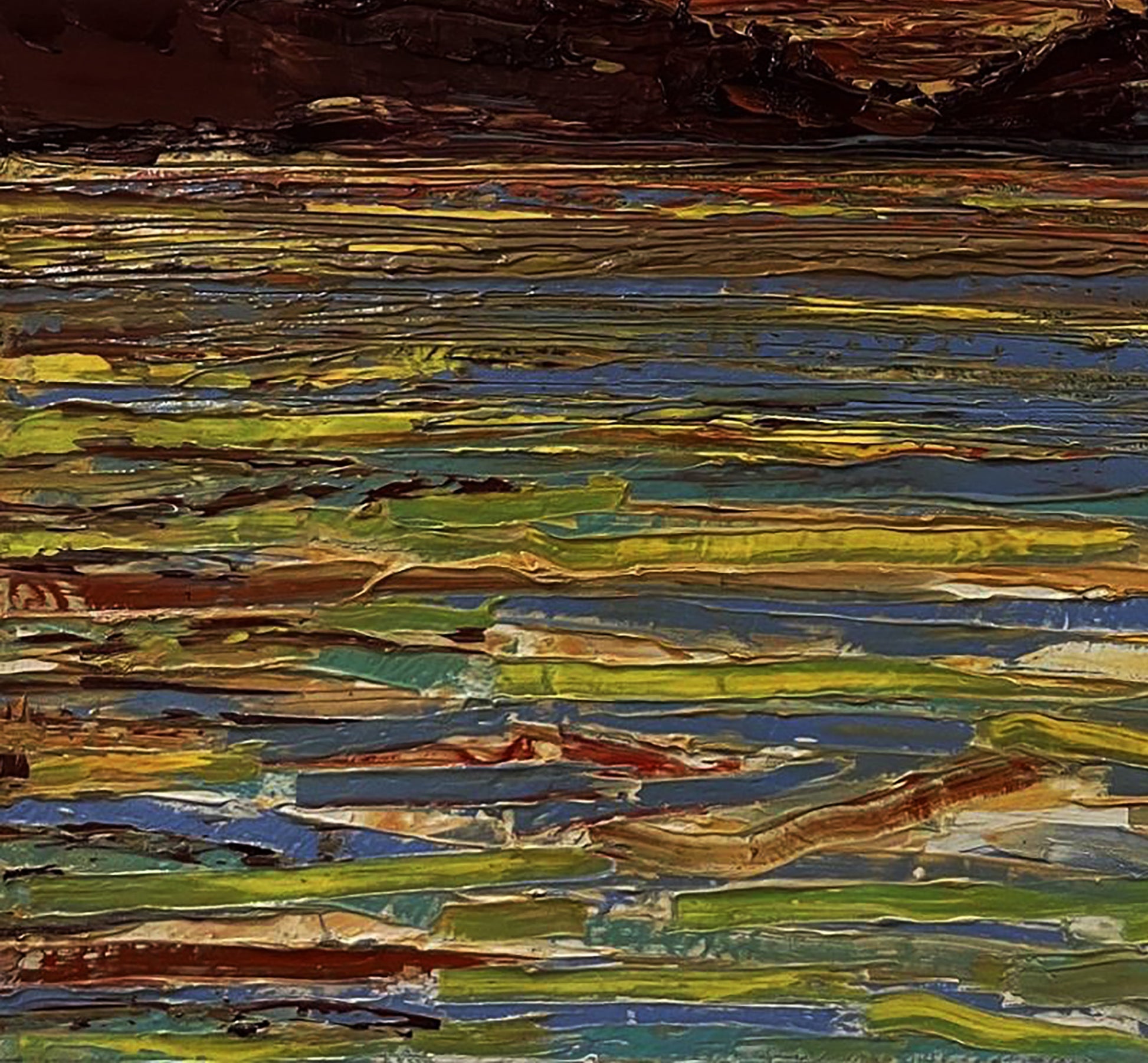 Oil painting The Glow by Serhiy Kovalev textured landscape impasto