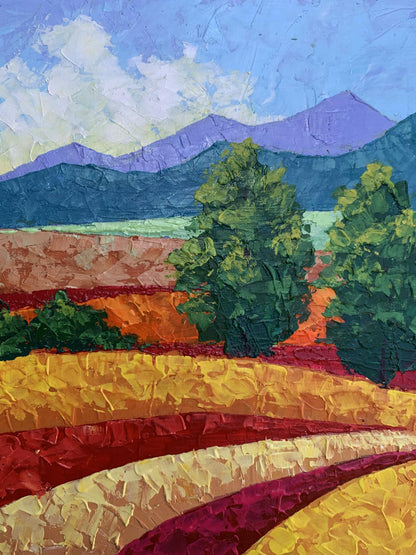 Vibrant impressionist oil painting Clear sunny day in mountains by V. Zadorozhnya