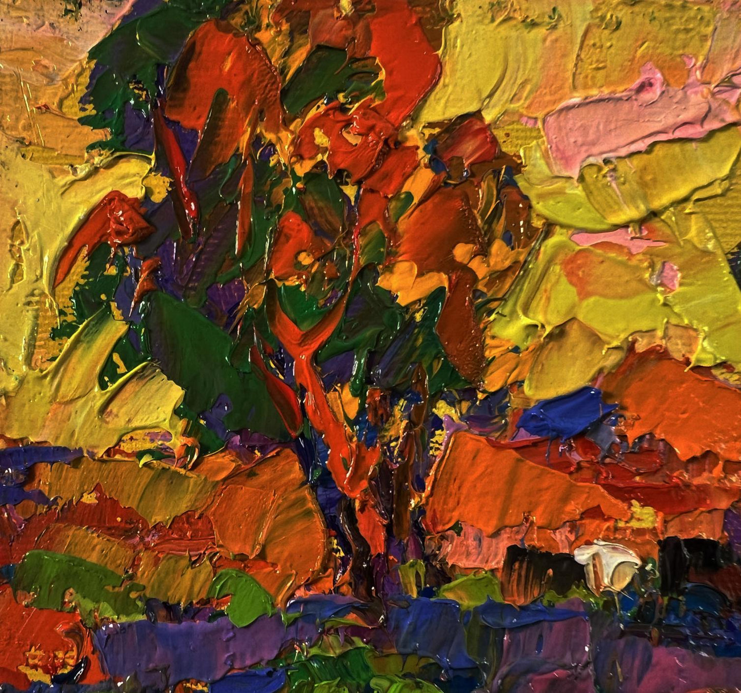 Vibrant Morning Meadows oil painting by Oksana Ivanyuk with textured brushstrokes