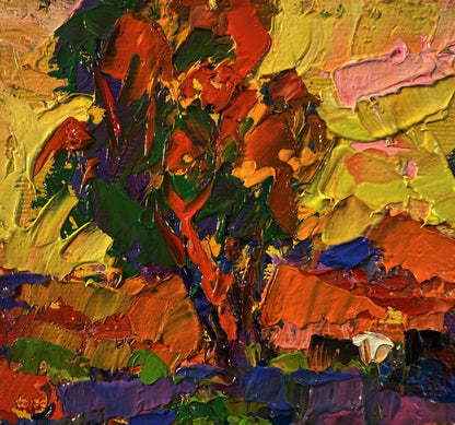 Vibrant Morning Meadows oil painting by Oksana Ivanyuk with textured brushstrokes