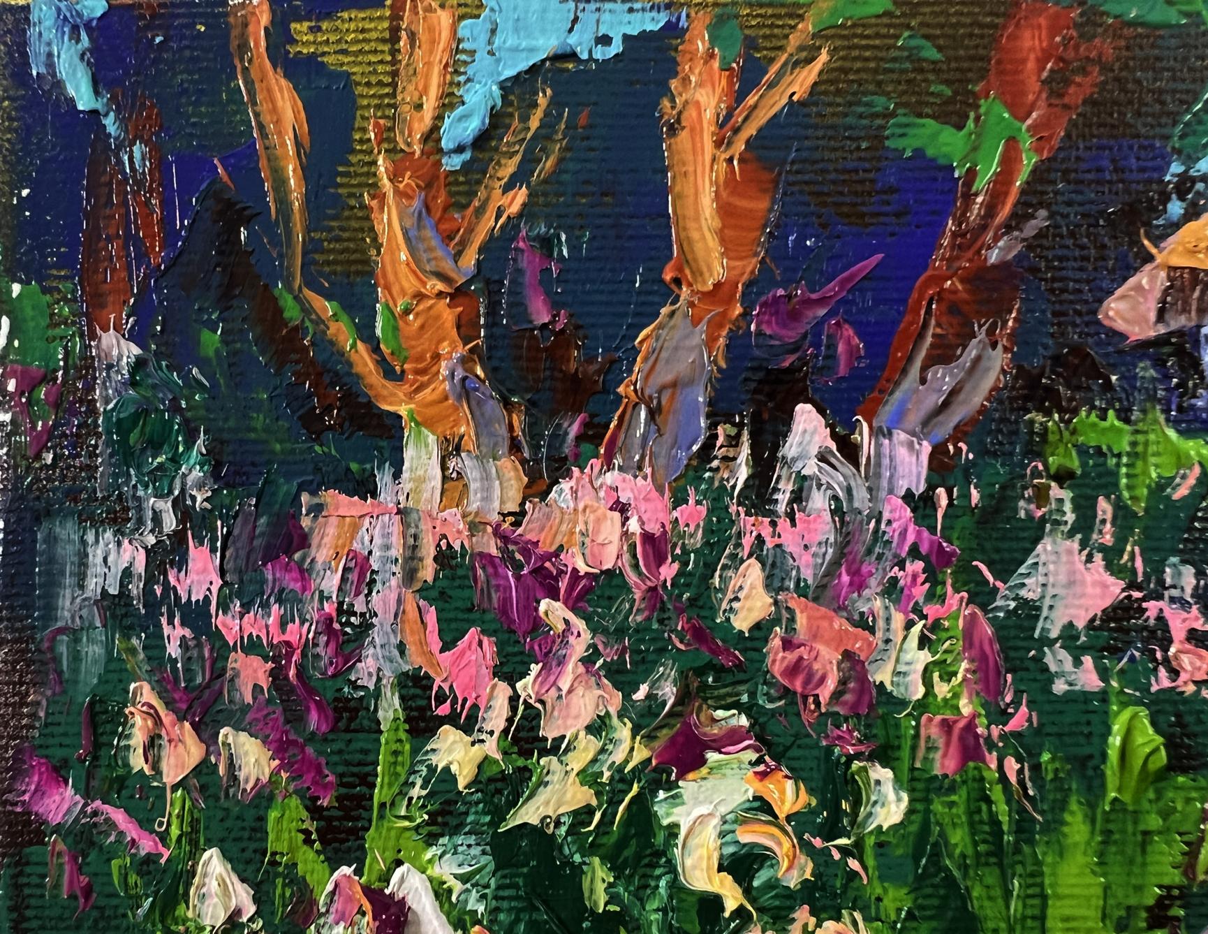 Vibrant impressionist oil painting of blooming garden by Oleksiy Ivanyuk