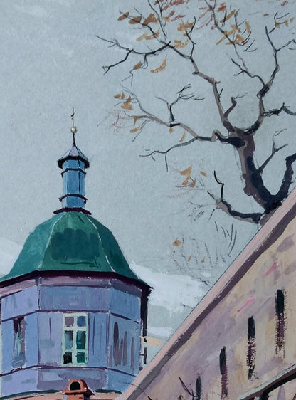 Gouache painting of Chapel of the monastery by Vitaly Duhnevich