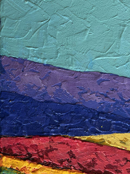 Textured abstract oil painting by V. Zadorozhnya with teal bands