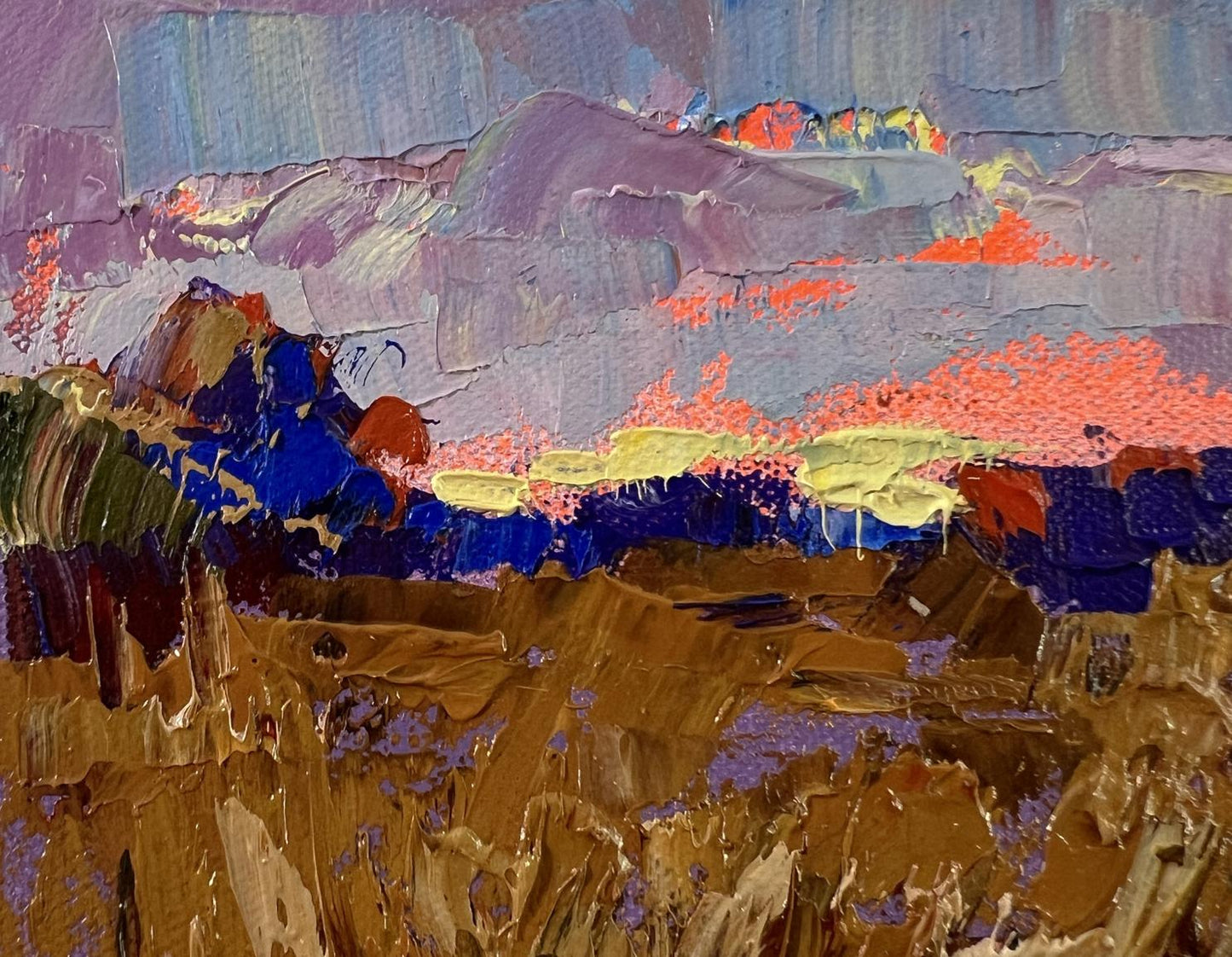 Oil painting Evening on the river by Oksana Ivanyuk textured landscape
