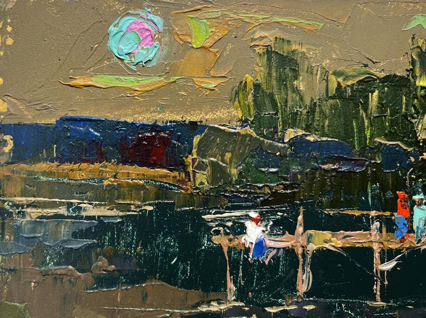 Oil painting Romantic get-togethers by the river by Oksana Ivanyuk