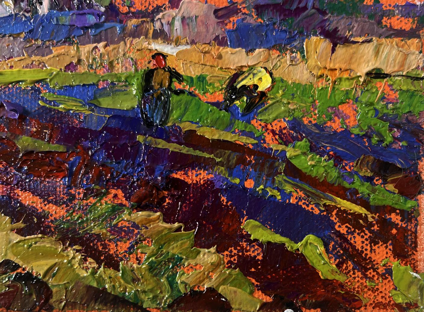 Vibrant impressionist oil painting The Beginning of the Harvest in the Garden by Oleksiy Ivanyuk