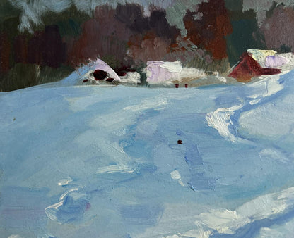 Oil painting Along the Snowy Paths by Yuriy Suprunchuk snowy landscape