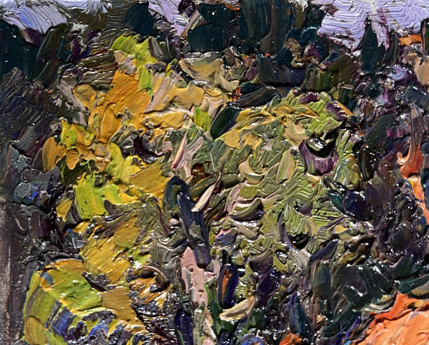 Oil painting Huge garden in the yard by Oksana Ivanyuk impasto canvas