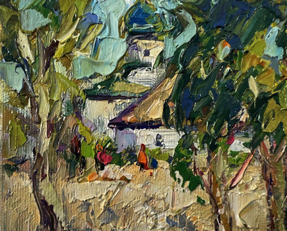 Vibrant impressionist oil painting Summer day in the village by Oksana Ivanyuk