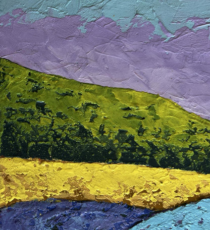 Oil painting Autumn golden fields by V. Zadorozhnya with bold textured bands
