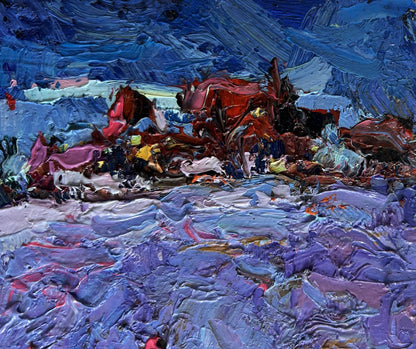 Oil painting Moonlit night in the field by Oksana Ivanyuk