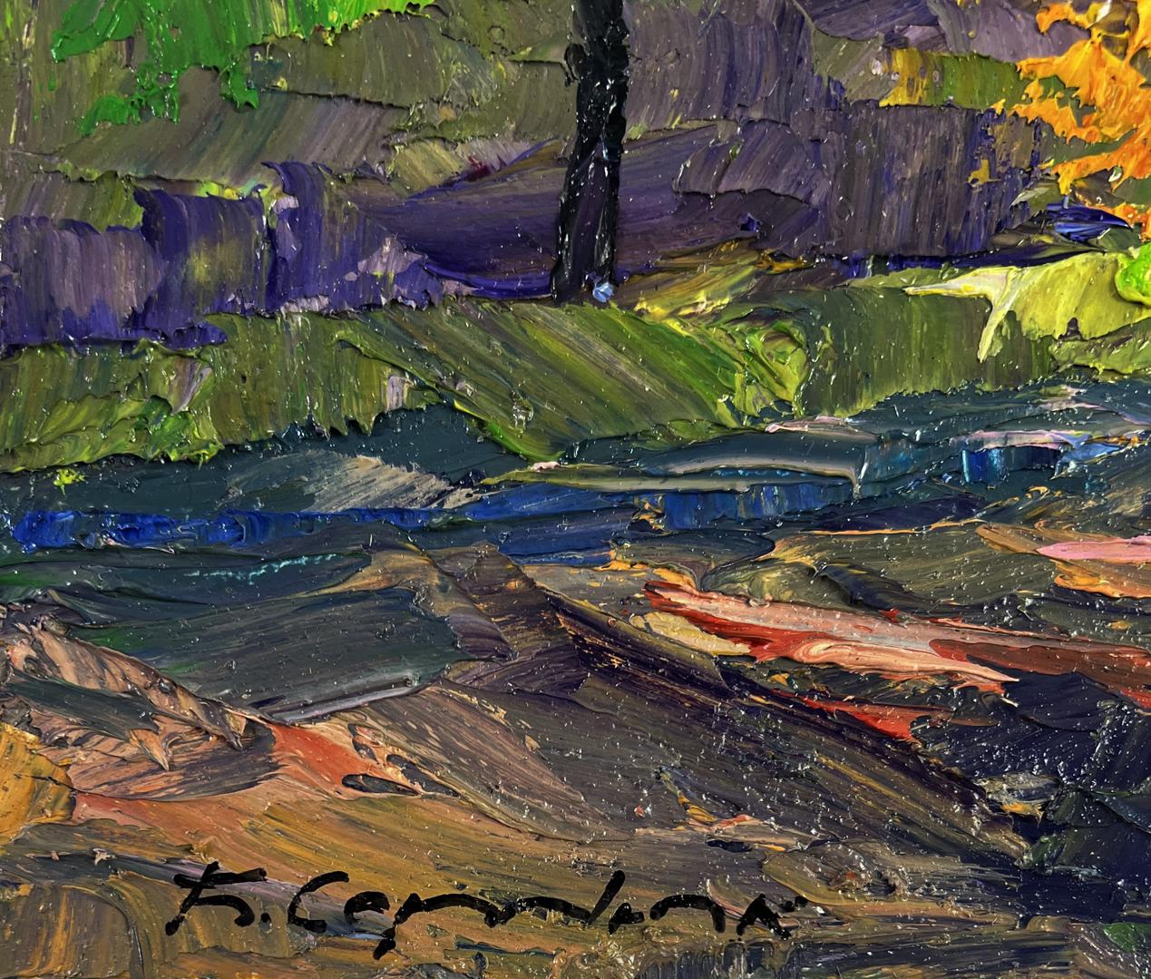 Vibrant impressionistic oil painting Leaves whisper beneath your feet by Boris Serdyuk