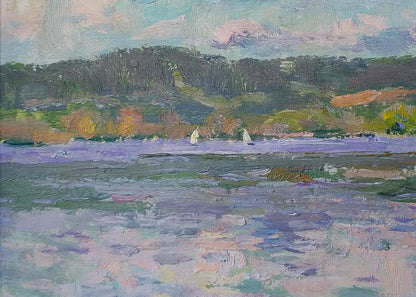 Serene impressionistic oil painting Reservoir by Yury Konovalov