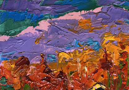 Vibrant impressionist oil painting Autumn in the mountains by Oleksiy Ivanyuk