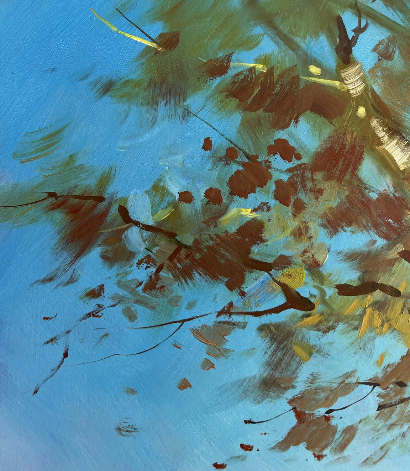 Vibrant impressionist oil painting of autumn branches by Yuriy Suprunchuk