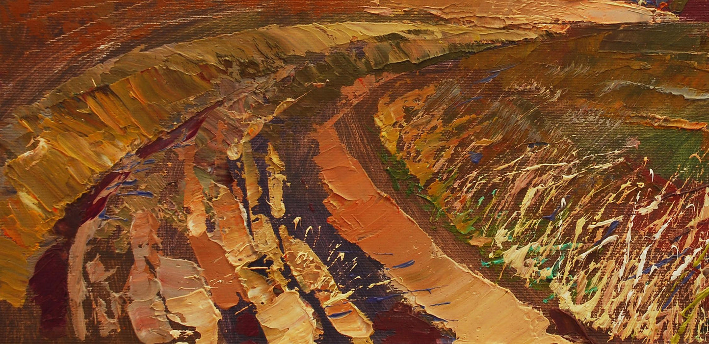 Oil painting October light among leaves by Egor Shvachunov