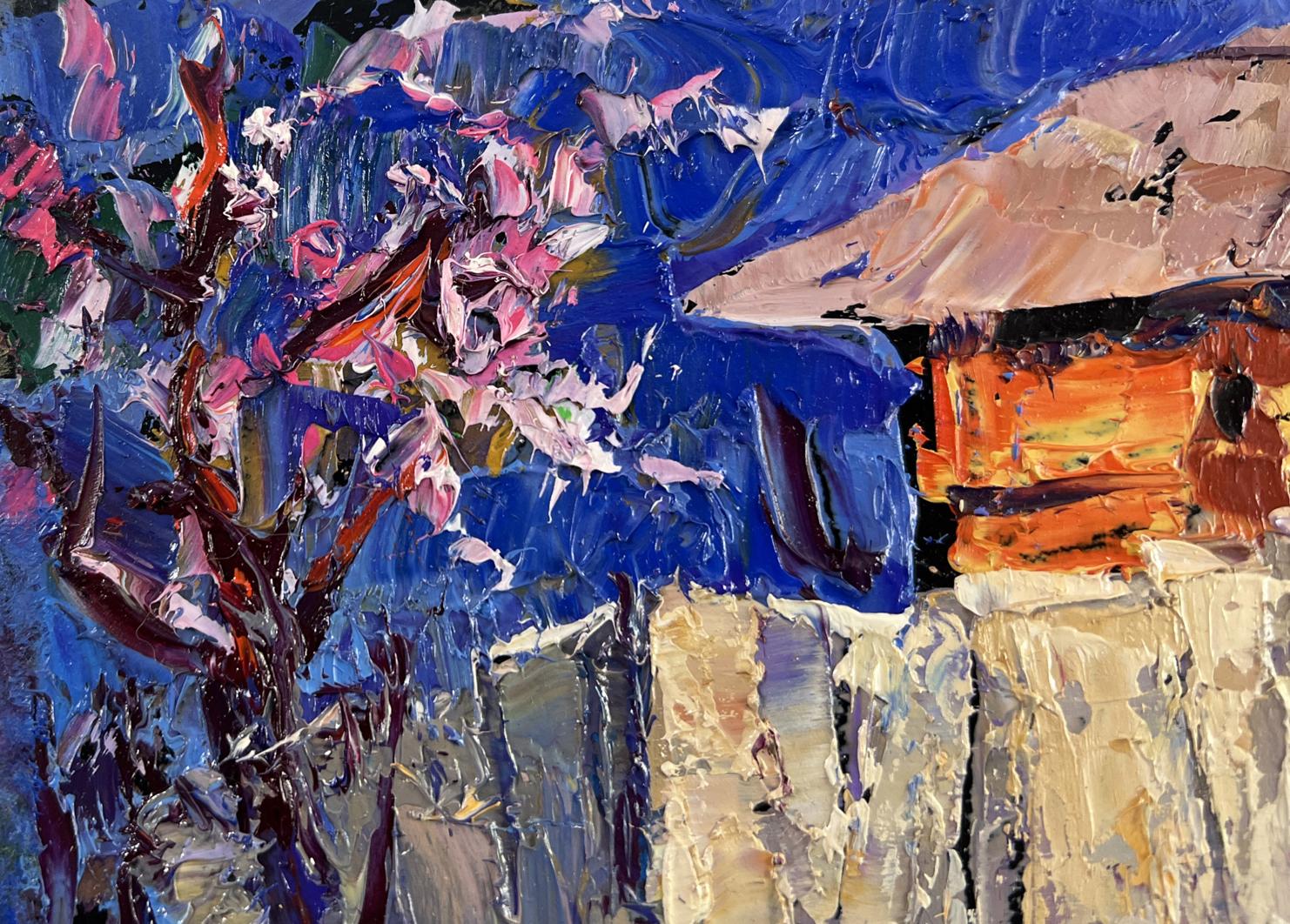 Vibrant impressionist oil painting Warm evening in grandmas house by Oleksiy Ivanyuk