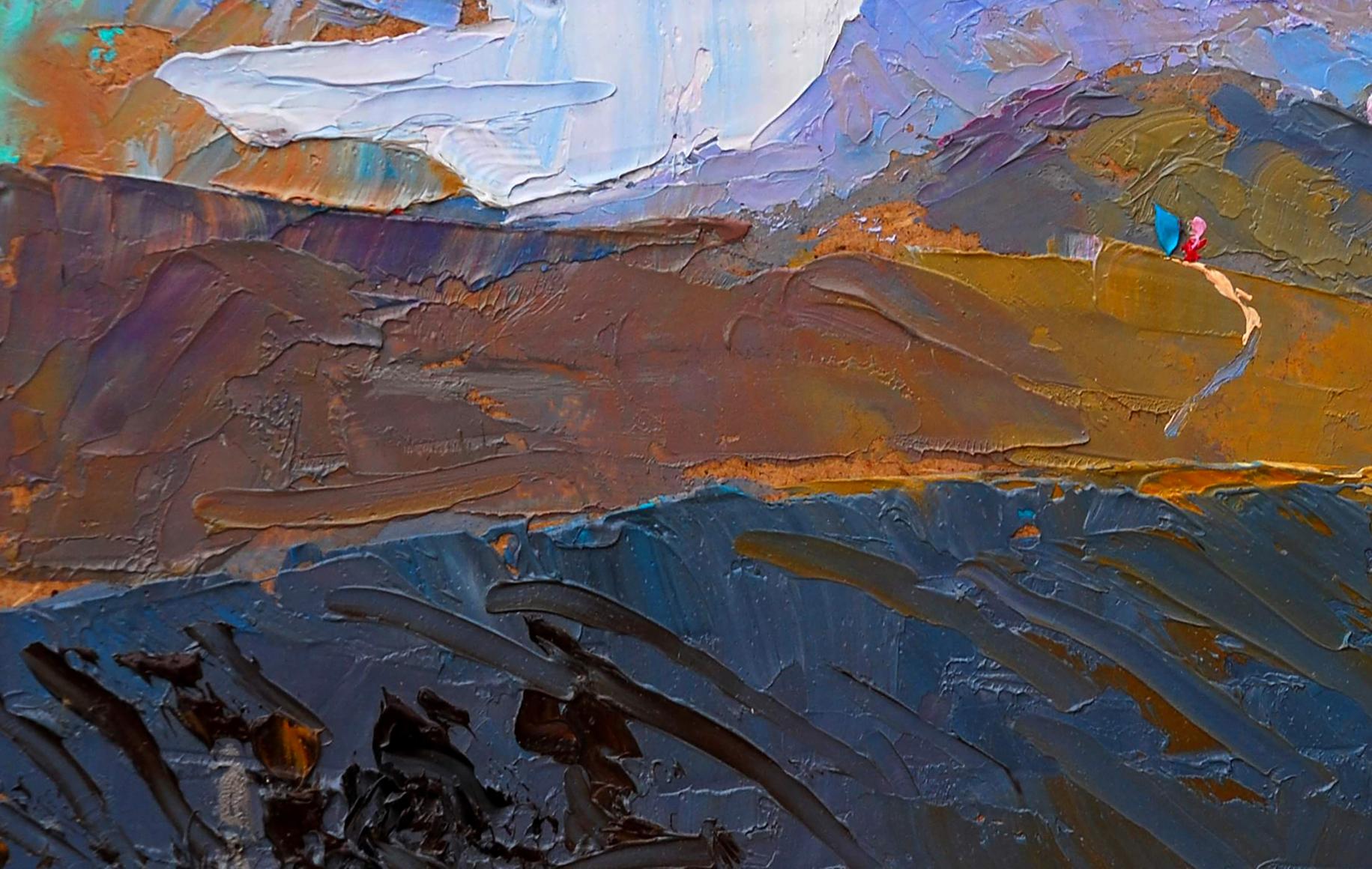 Oil painting Mountain sketch by Egor Shvachunov with impasto brushstrokes