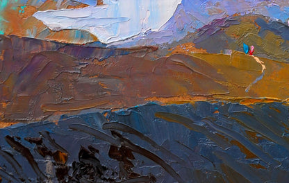 Oil painting Mountain sketch by Egor Shvachunov with impasto brushstrokes