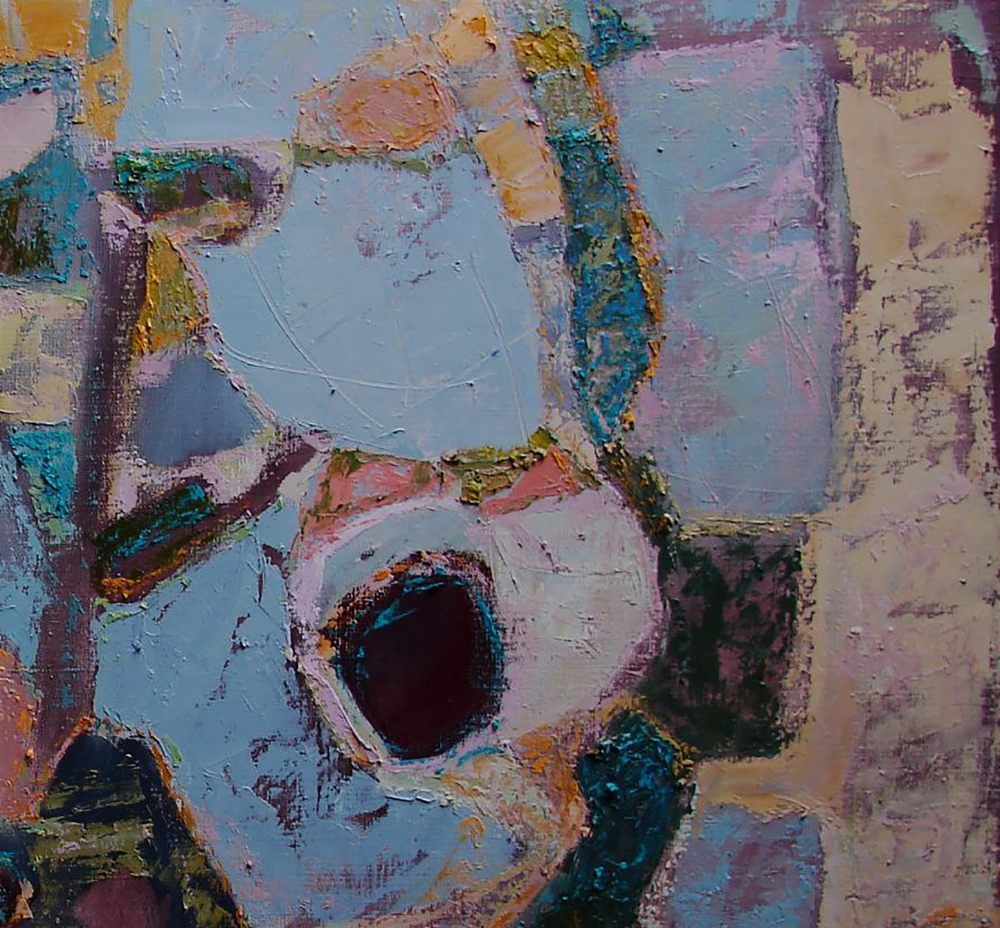 Quiet Meditation oil painting by Tatyana Shulyak, abstract textured blues