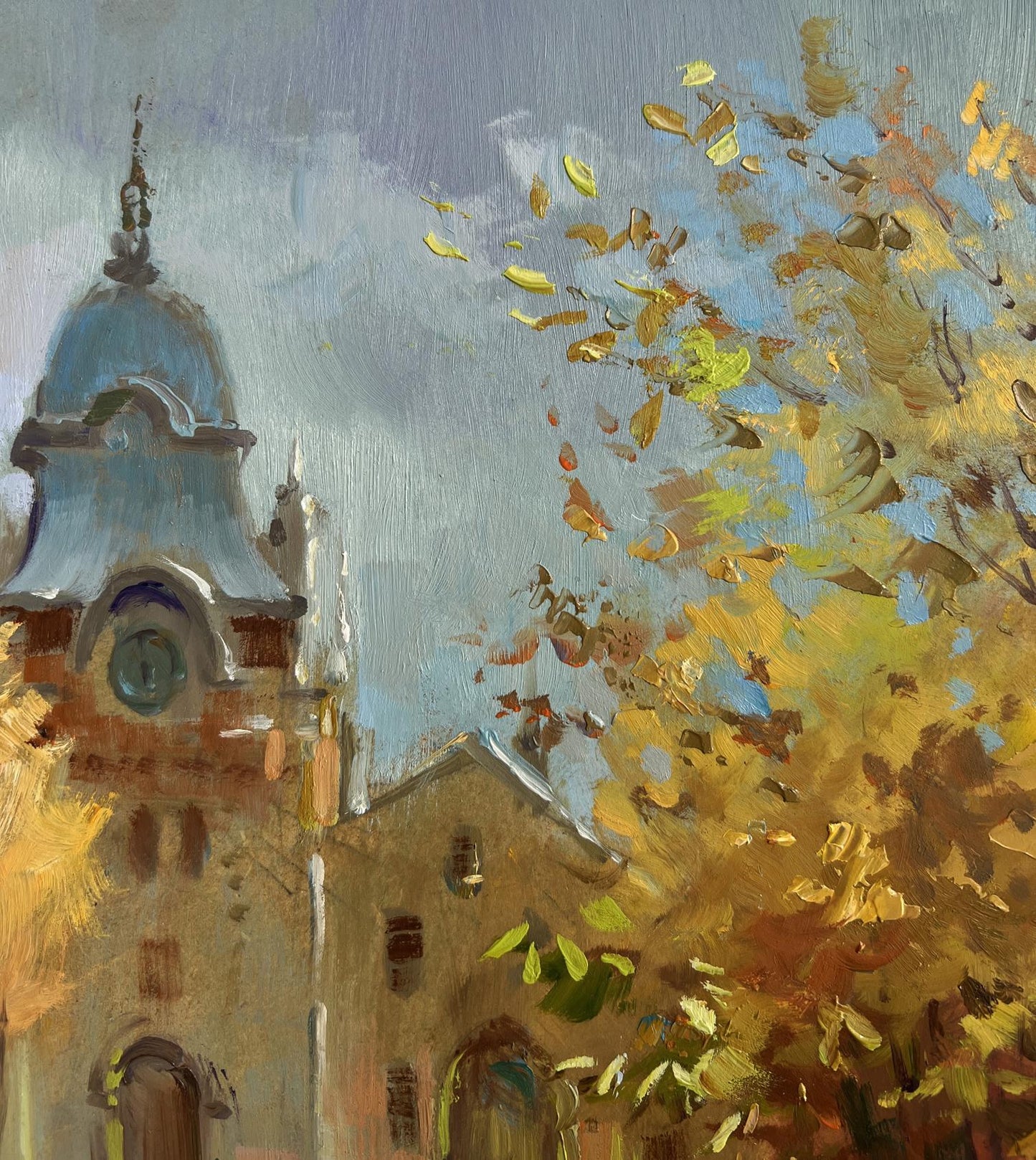Oil painting Autumn in the heart of the city by Yuriy Suprunchuk
