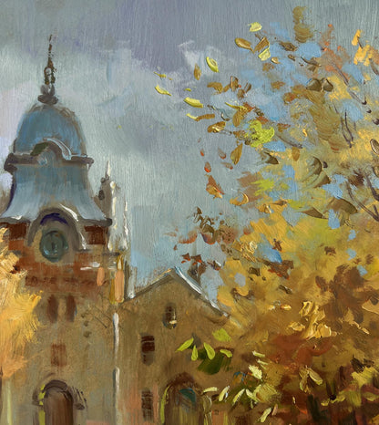 Oil painting Autumn in the heart of the city by Yuriy Suprunchuk