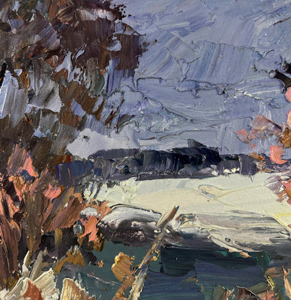 Impressionistic oil painting The first snow and the breath of frost by Boris Serdyuk