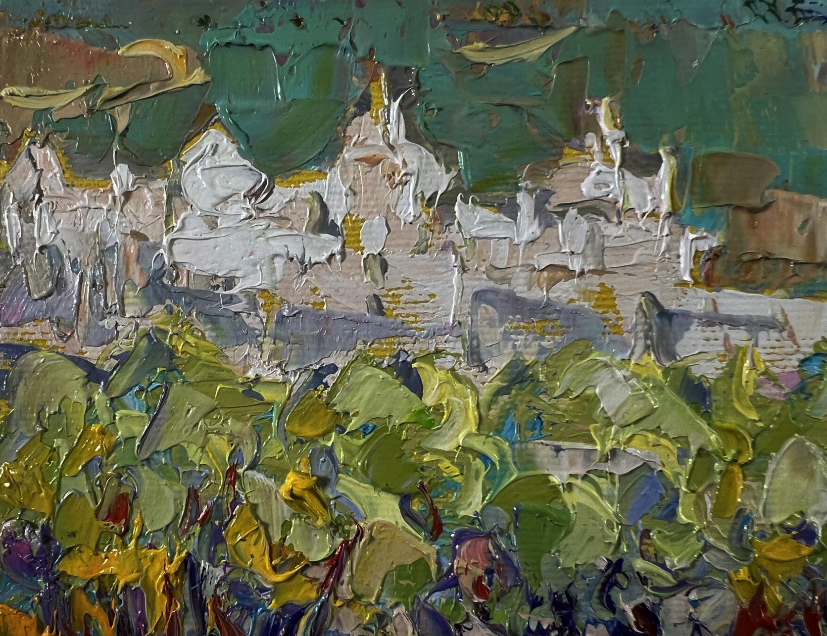 Oil painting Road outside the city by Oleksiy Ivanyuk, textured impasto landscape
